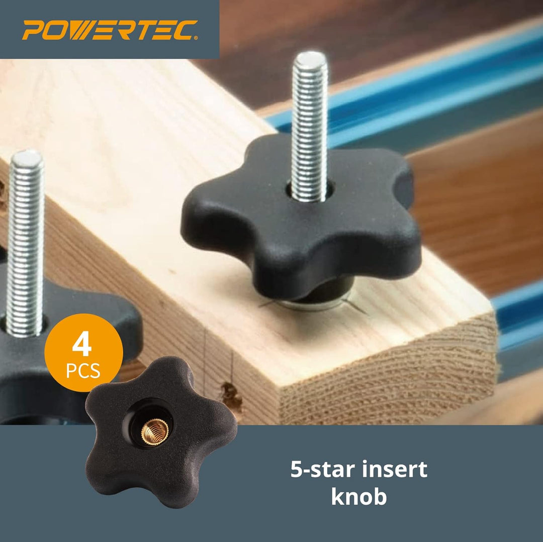 POWERTEC 71173 T Track Knob Kit, 1/4-20 Gewindebolzen und Unterlegscheiben, 46 Stück Set, T Track Sc