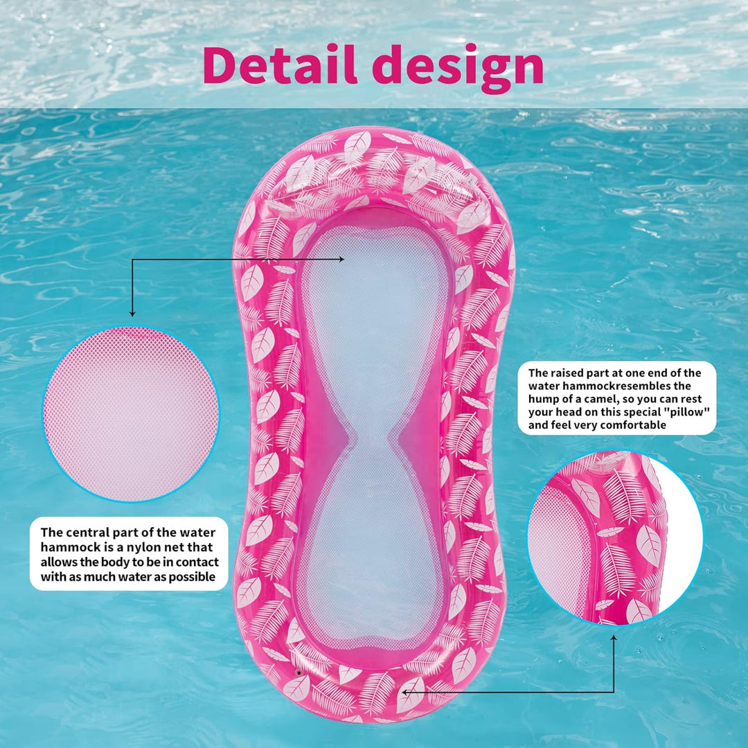 Luftmatratze Pool Hängematte mit Mesh, Aufblasbare Wasserhängematte Luftmatratze mit Netz und Kopfst