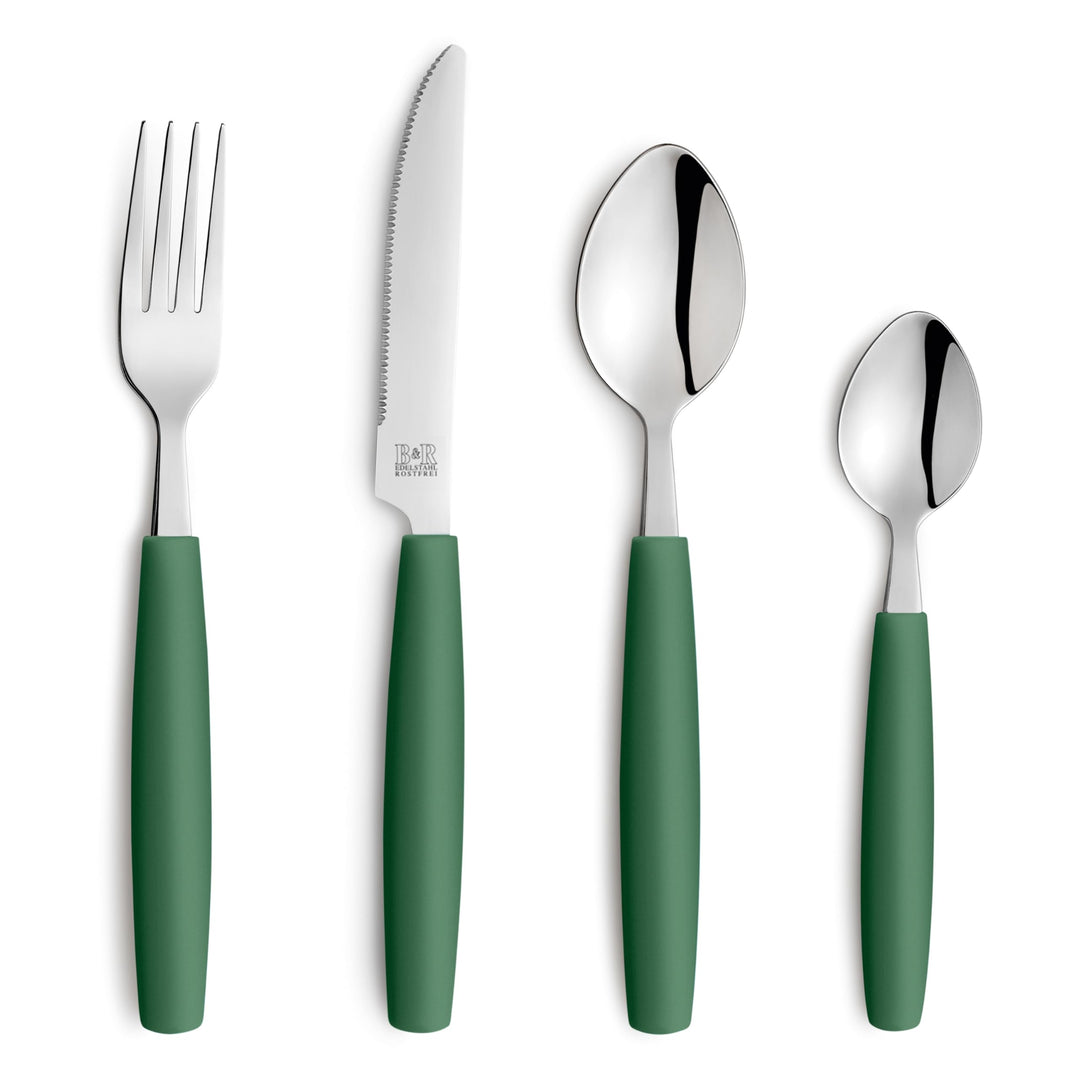 Beckmann & Rommerskirchen VALOA Besteck Set 4 Personen - 16-teilig - Dunkelgrün - Spülmaschinenfest