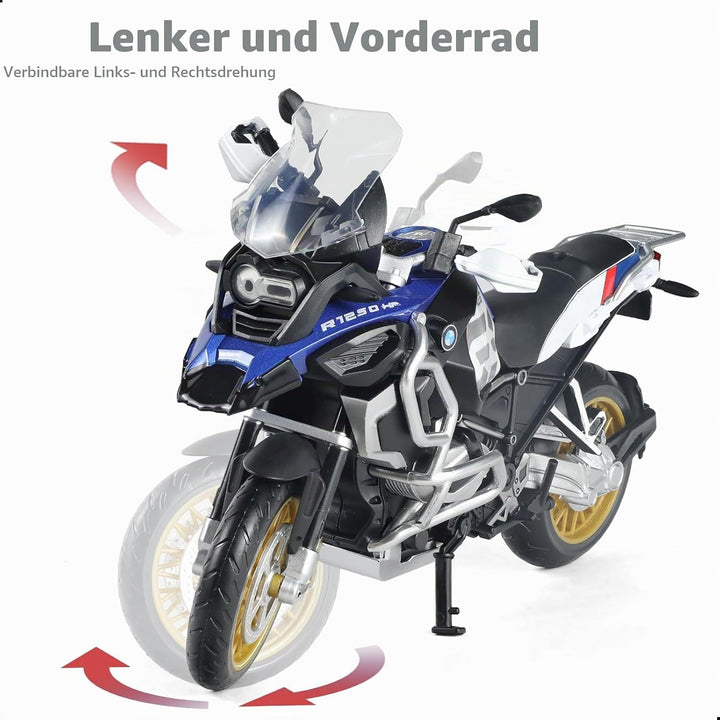 Motorrad-Modell im Massstab 1:12, Kompatible für BMW R1250 GS, Kunststoff mit Druckguss, kein Zusamm