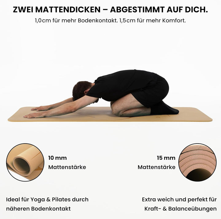Yoga Matte aus Deutscher Entwicklung – Rutschfeste & gelenkschonende Yogamatte – 2 Komfort-Dicken (1