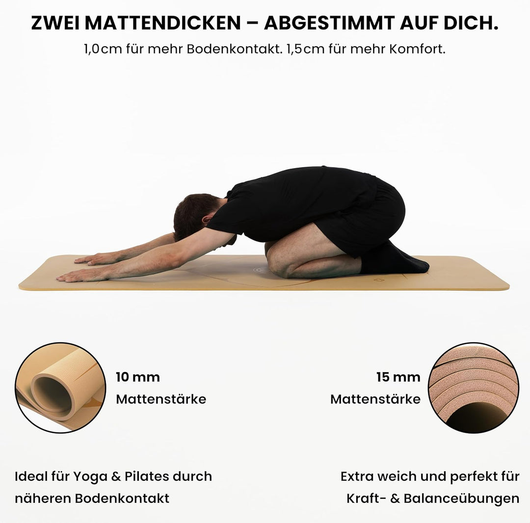 Yoga Matte aus Deutscher Entwicklung – Rutschfeste & gelenkschonende Yogamatte – 2 Komfort-Dicken (1