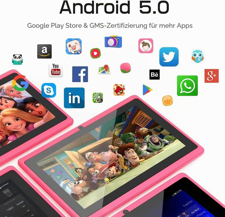 Haehne 7 Zoll Tablet PC, Android 5.0, A33 Quad Core, 1GB RAM 8GB ROM, Dual Kameras, WiFi, Bluetooth,