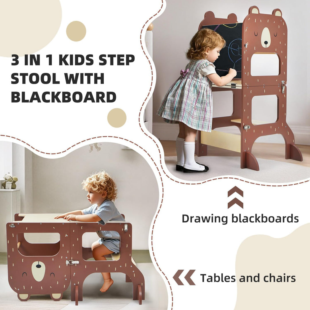 labebe lernturm ab 1 Jahr, Grossformat Montessori Lernturm klappbar, 3 in 1 Multifunktion Learning T