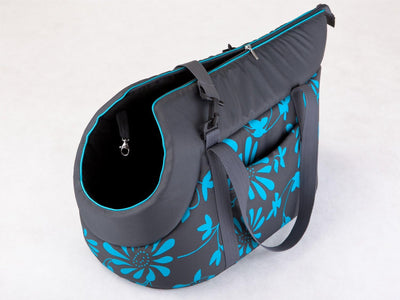 Hundetasche Hundetasche Tragetasche Katzentasche (8 - Grau mit blauen Blumen, 3 - HxBxL - 32x30x50 c