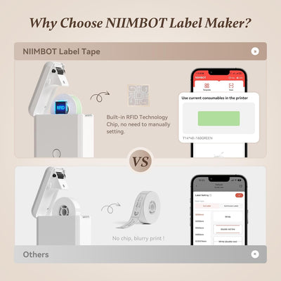 NIIMBOT D110 Etikettendrucker, Bluetooth Selbstklebendes Etikettiergerät Tragbarer Labeldrucker Labe