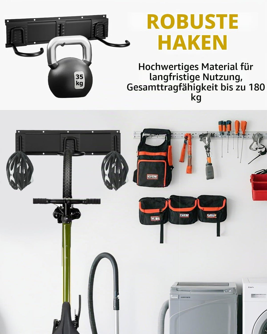 Fahrrad Wandhalterung für 4 Fahrräder + 2 Helme,Bike Storage Wandhalterung bis zu 300 Pfund, Robust