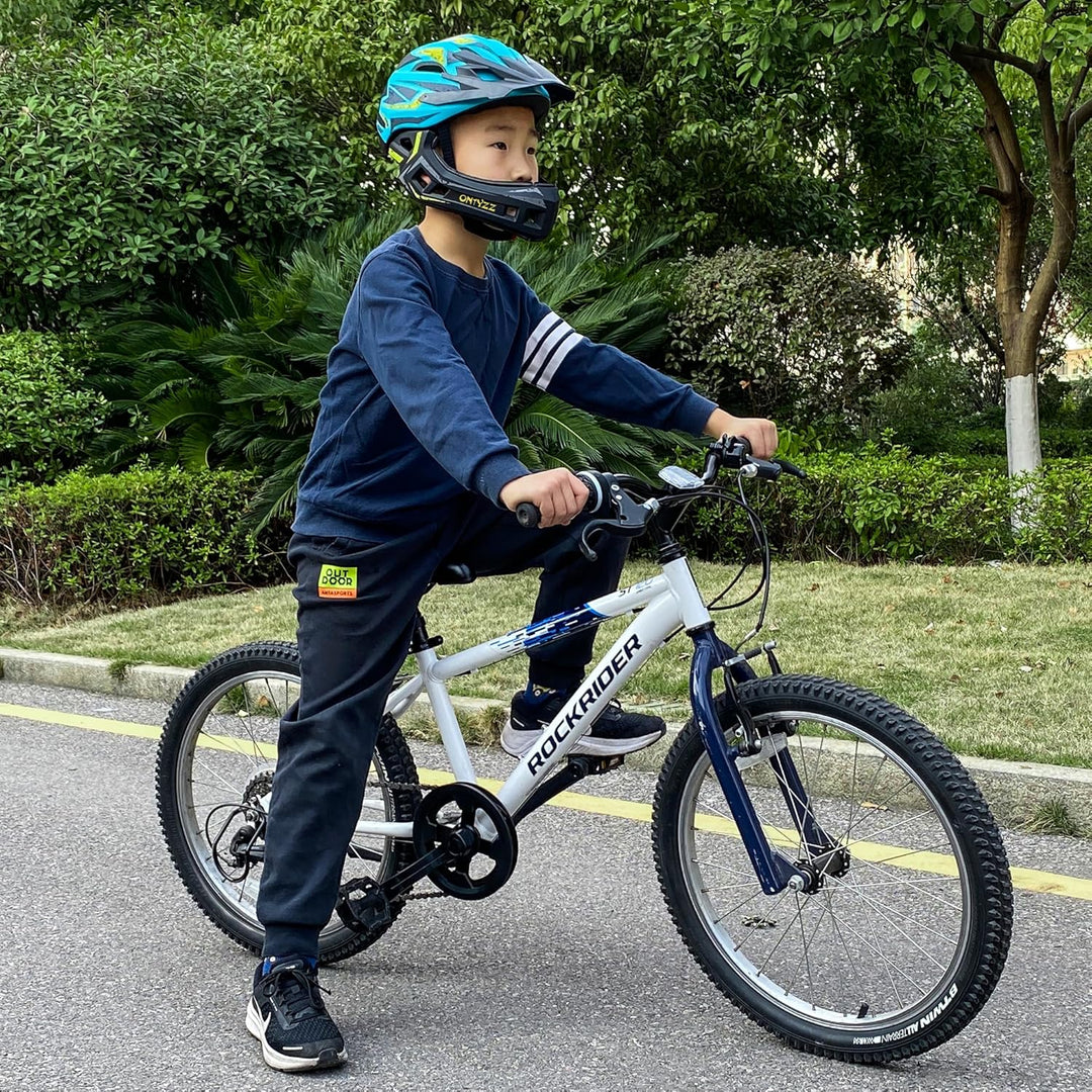 Kinder Fahrradhelm Leicht Integralhelm Kinder mit Abnehmbaren Kinnschutz Abnehmbarer Visier Kinder D