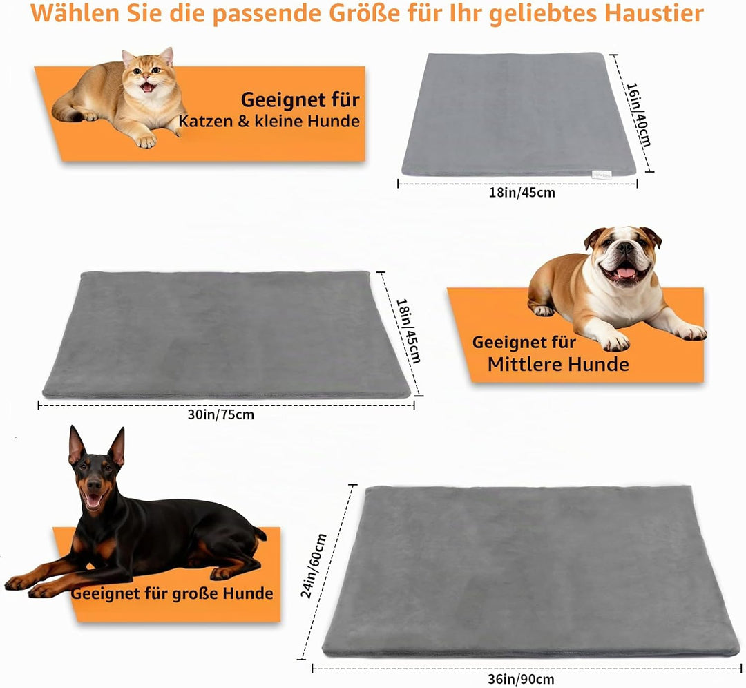 BECEMURU Haustier Heizkissen für Katze Hund 75x45cm, 6 einstellbare Temperaturen und 4 einstellbare