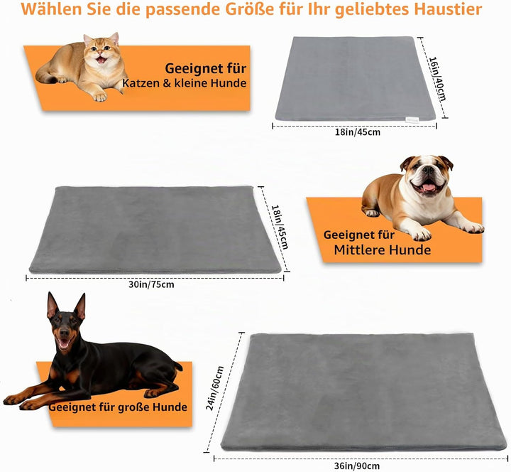 BECEMURU Haustier Heizkissen für Katze Hund 75x45cm, 6 einstellbare Temperaturen und 4 einstellbare