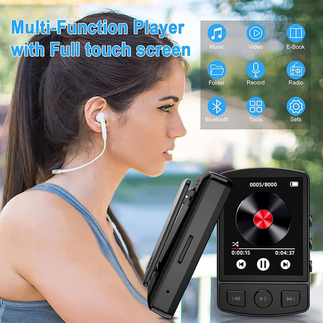 MP3 Player Bluetooth, Tragbarer digitaler Musikplayer mit Lautsprecher, Sprachaufzeichnung Eingebaut