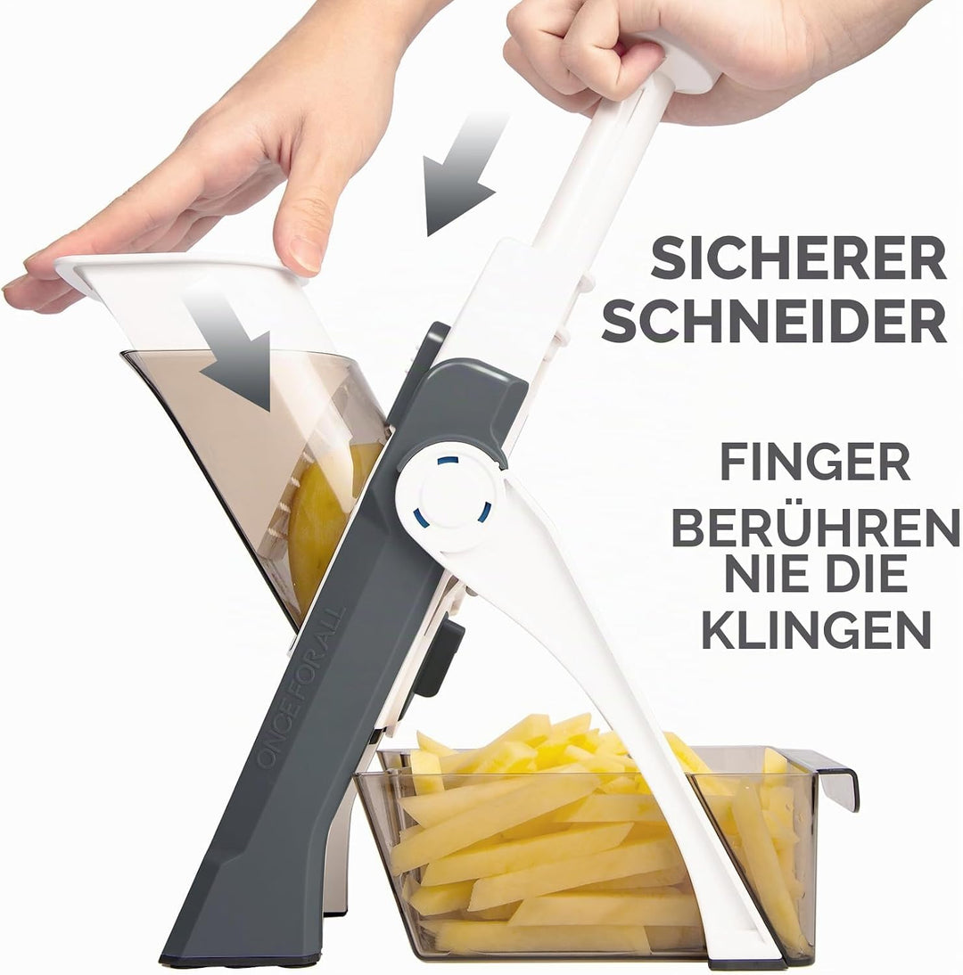 ONCE FOR ALL Gemüseschneider mit Auffangbecken, Gemüsehobel ideal als Pommesschneider &amp; Kartoffelsch