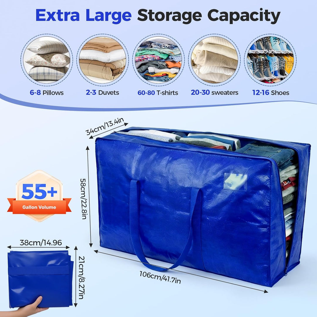 NOCOEX Extra Grosse Heavy-Duty Aufbewahrungstasche - 200L Wasserdicht Umzugstaschen mit Reissverschl