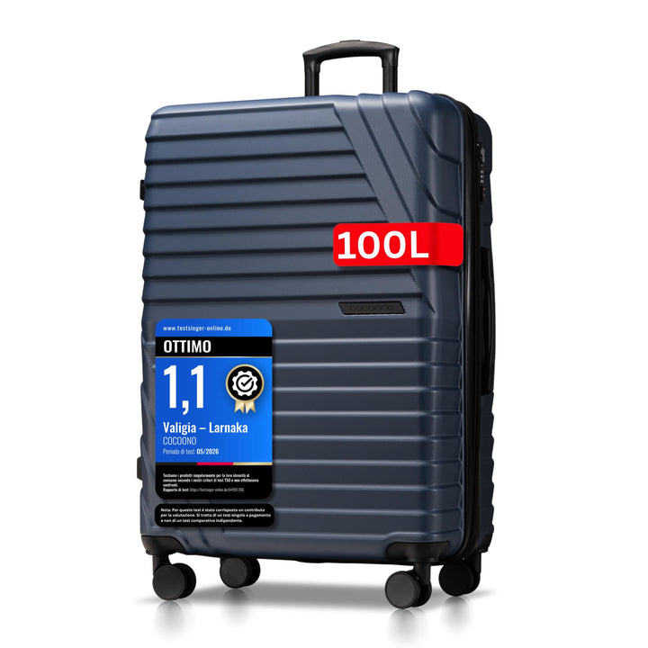Cocoono Hartschalenkoffer XL Gross - 100L Volumen - 158cm Gurtmass - 8 Rollen 360° drehbar - Leichte