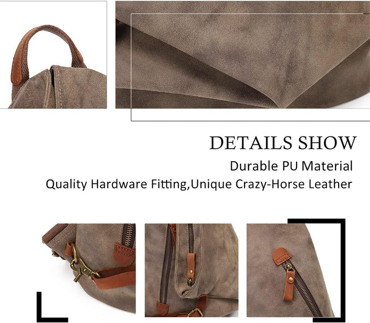 Retro Segeltuch Rucksack PU Vintage Rucksäcke PU Leder Daypack Reisetasche Schulterrucksack für Herr