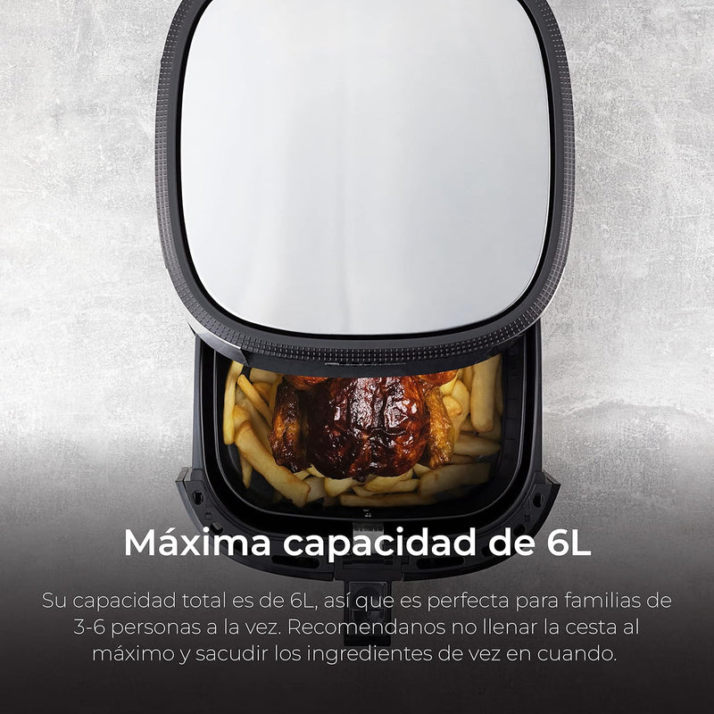 MasterPro Foodies | Ölfreie Fritteuse 6L 1800W mit Ölsprüher | LED-Touchscreen und Antihaft-Korb | L