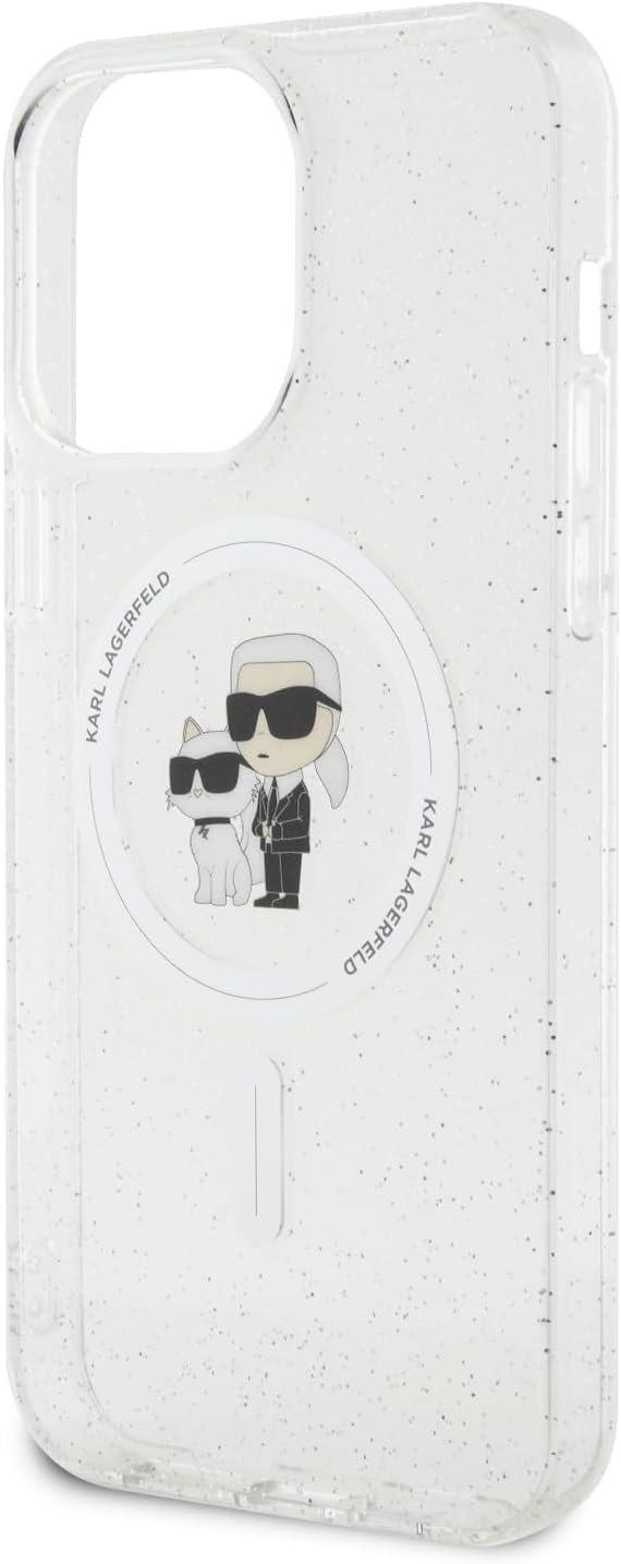 KARL LAGERFELD KLHMP15LHGKCNOT Hülle für iPhone 15 Pro 6.1" transparent hardcase Karl&Choupette Glit