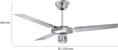 ProfiCare Deckenventilator PC-DVL 3071 3-Flügel-Ventilator für Räume bis 25 m², 4 Leistungs-Stufen,