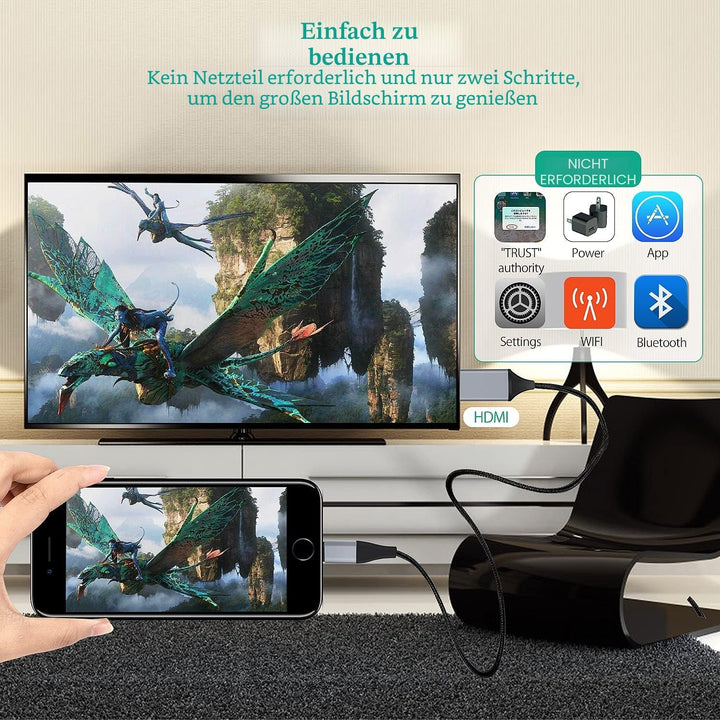 HDMI-Kabel für iPhone, HDMI-Konverter-Kabel, zur Übertragung von i-Phone, i-Pad oder i-Pod auf TV, H