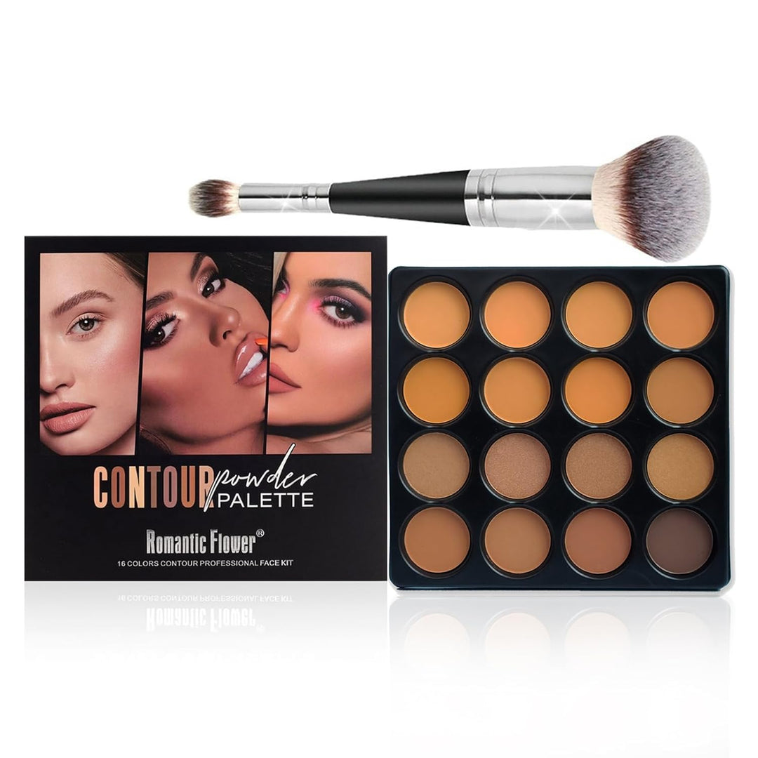 Joyeee Concealer-Konturierungspalette, 16 Farben mittlere bis dunkle Farbkorrektur-Kosmetik-Puderpal