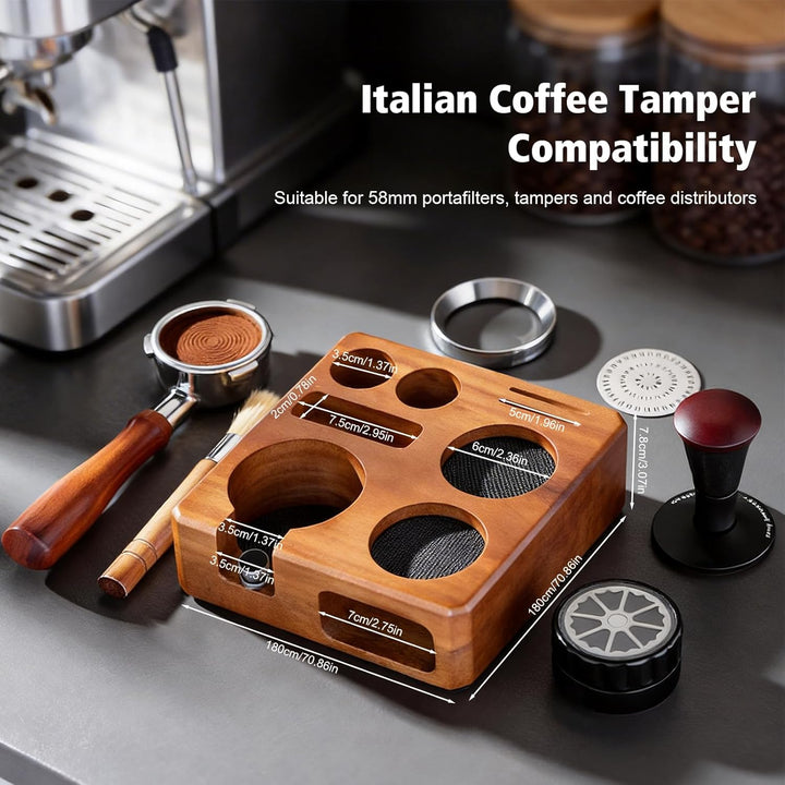Tamperstation 58mm,Espresso-Tamperhalter,Tamperstation Holz für Siebträger,Für Siebträger, Kaffeebür