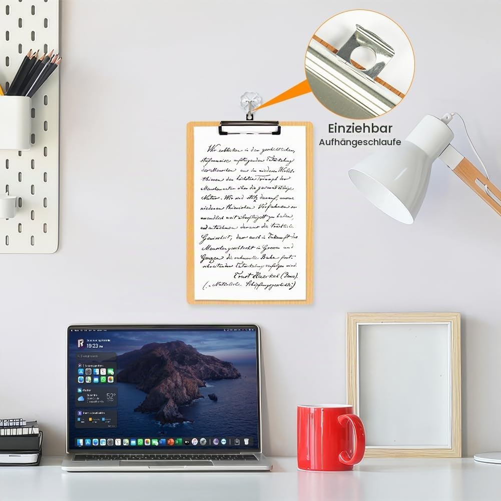 OFFCUP Klemmbrett A5 Holz, 12 Stück Klemmbretter mit Metalklemme Clipboard Schreibbrett A5 Hartplatt