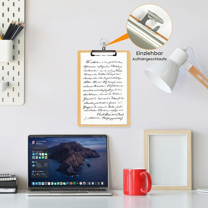 OFFCUP Klemmbrett A5 Holz, 12 Stück Klemmbretter mit Metalklemme Clipboard Schreibbrett A5 Hartplatt