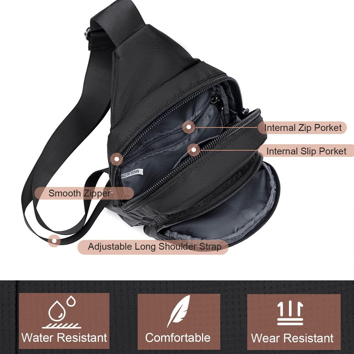 David Jones - Herren Umhängetasche Nylon - Pilotentasche Sling Bag - Schwarz 2, Schwarz 2