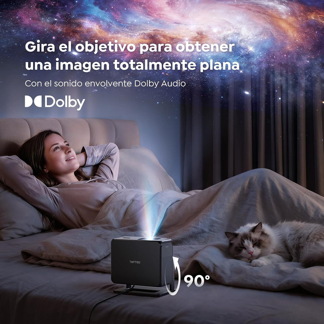Beamer 4K Unterstützt, Smart Beamer Heimkino 1080P FHD, Autofokus &amp; Trapezkorrektur, WiFi Bluetooth