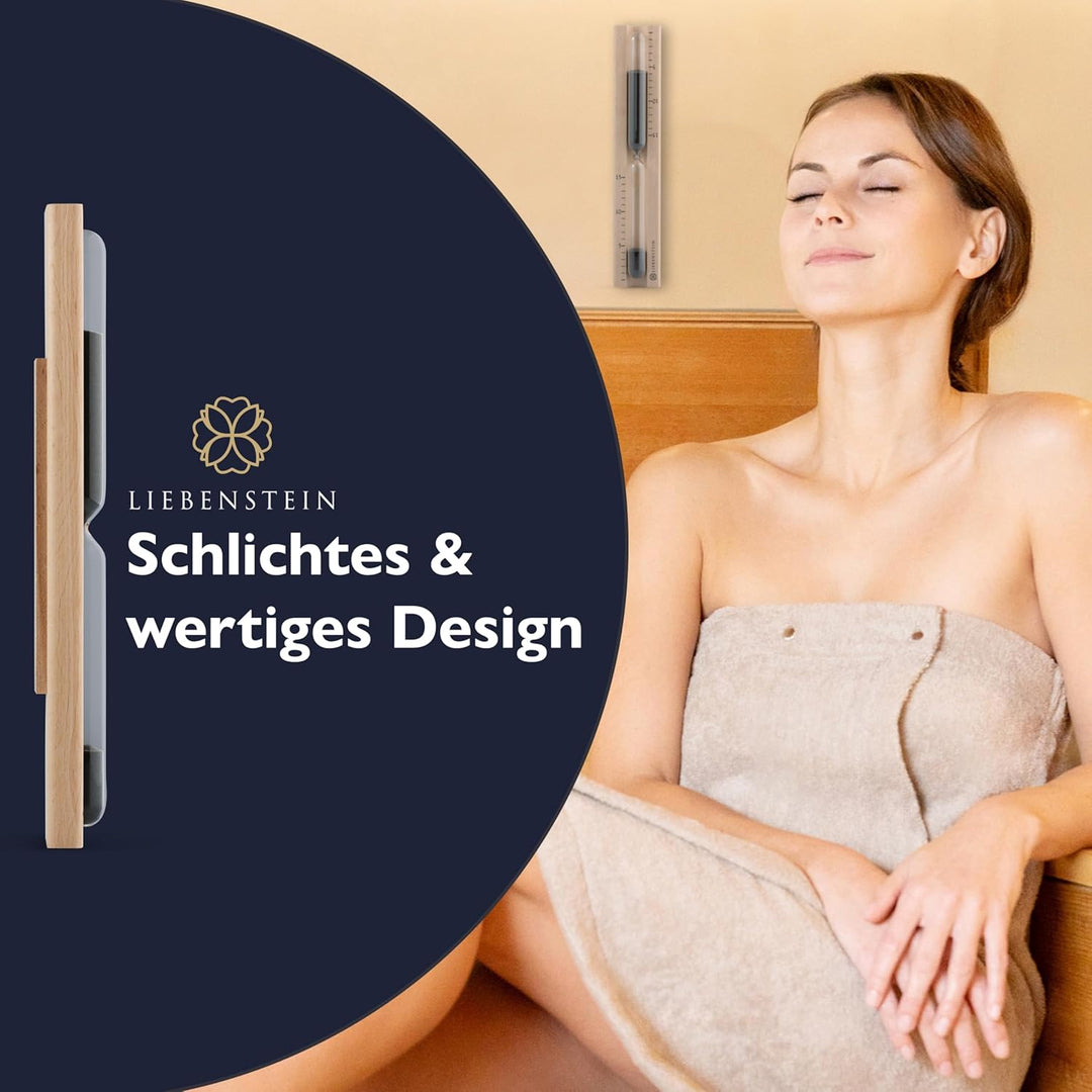 Liebenstein® Sauna Sanduhr - Made in Germany - Hochpräzises Sauna Zubehör aus Buchenholz gefertigt –