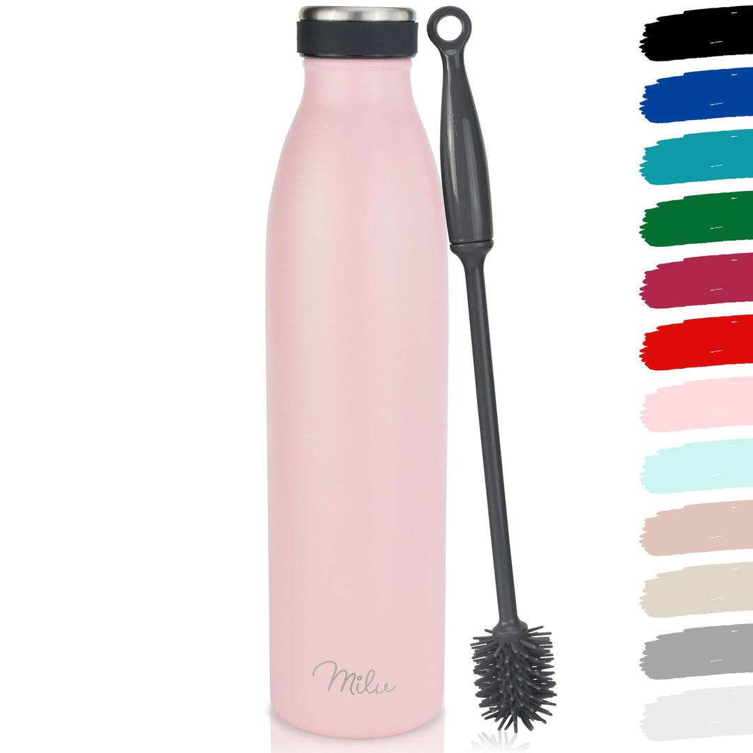 Milu Edelstahl Trinkflasche 350ml, 500ml, 750ml, 1000ml, 1.5L – Thermosflasche, Isolierte Wasserflas