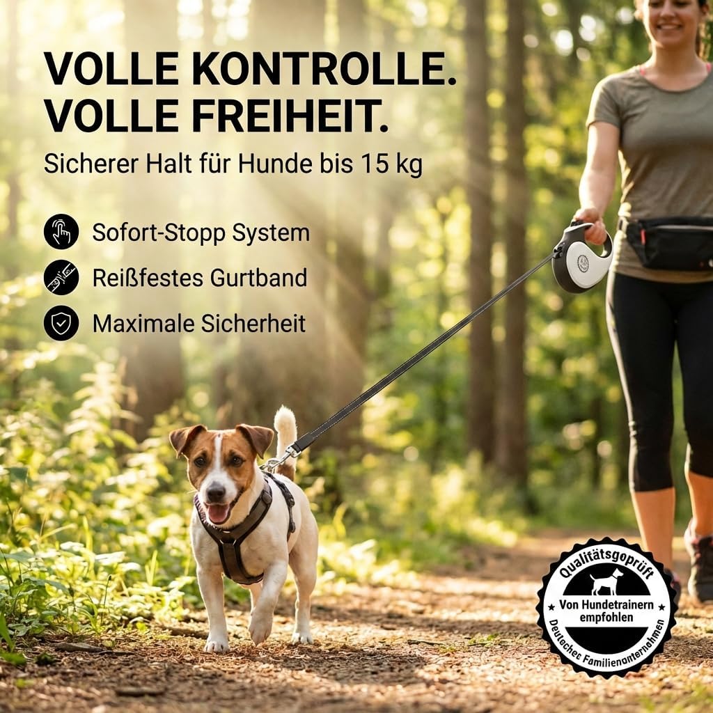 HUND IST KÖNIG Rollleine Hundeleine 5m für kleine &amp; grosse Hunde | Hochwertige Hundeleine ausziehbar