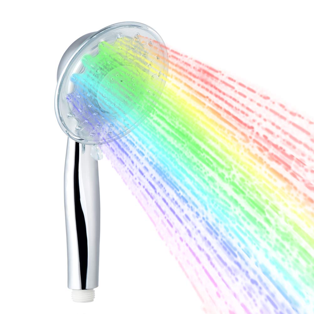 LEDGLE LED Duschkopf mit Farbwechsel LED Handbrause, 7 Farben Licht Automatische, Einstellbare Wasse