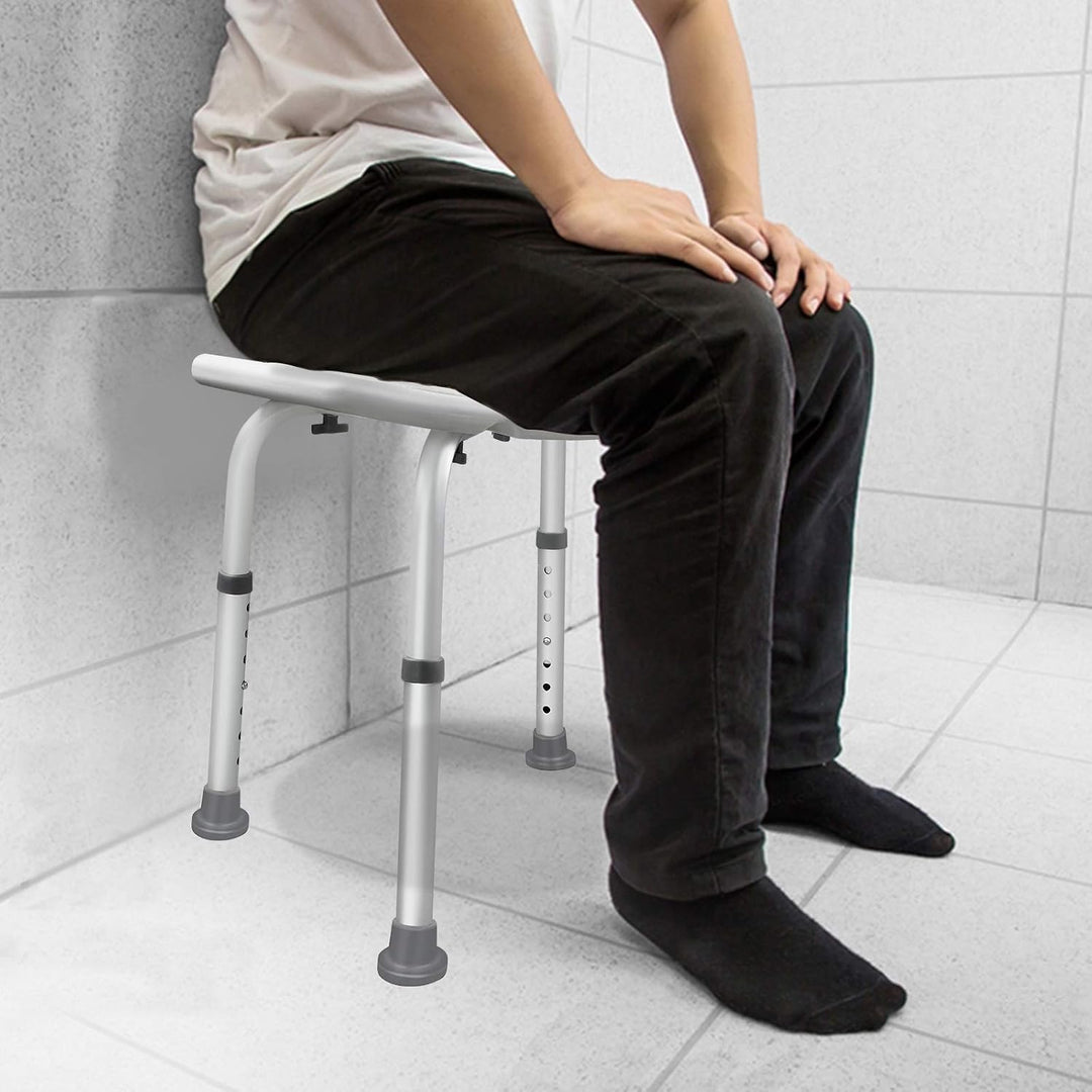 Duschhocker, Duschstuhl für Senioren höhenverstellbar 37-51 cm, Toilettensitzerhöhung Anti-Rutsch-Fü
