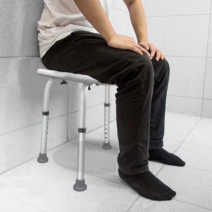 Duschhocker, Duschstuhl für Senioren höhenverstellbar 37-51 cm, Toilettensitzerhöhung Anti-Rutsch-Fü
