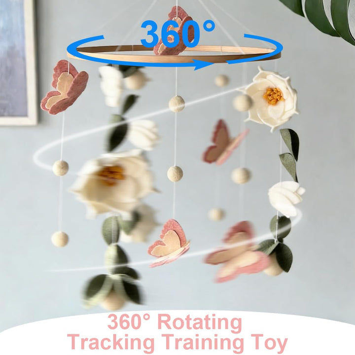 Baby Mobile Blumen & Schmetterlinge, Mobile fürs Babybett und Wickeltisch, Babyzimmer Deko mit Waldm