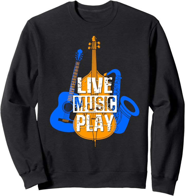 Musikinstrument Live Gitarre Kontrabass Saxophon Bass Jazz Sweatshirt