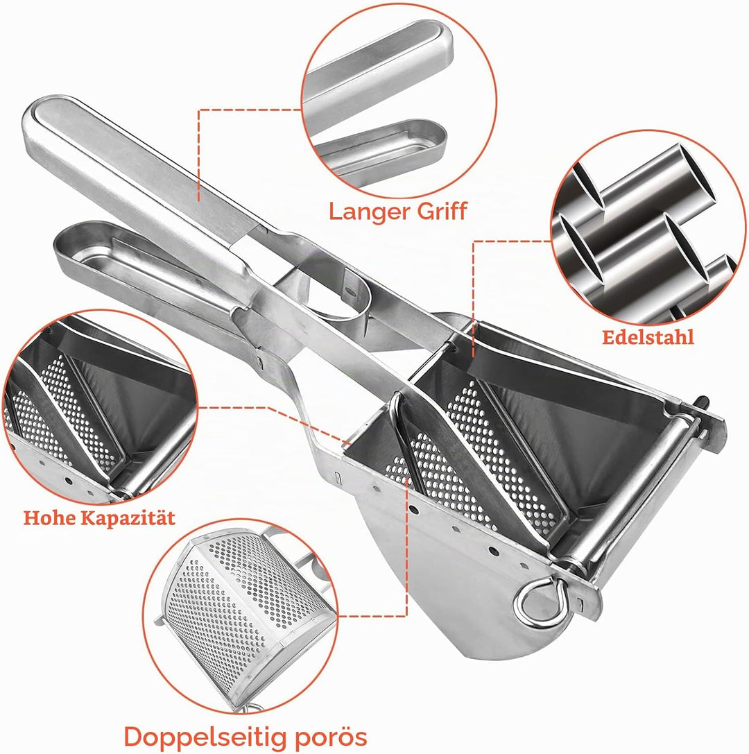 Brevanza Kartoffelpresse Edelstahl Stabil, Potato Ricer, Kartoffelquetsche Aus Edelstahl, Kartoffelp