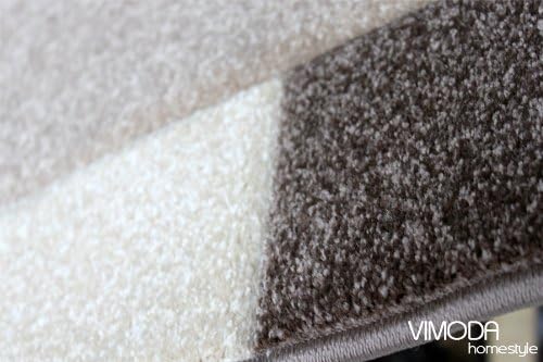 VIMODA Teppich Modern Klassiker für Wohnzimmer Kurzflor Dich gewebt mit Bordürenmotiv braun beige un