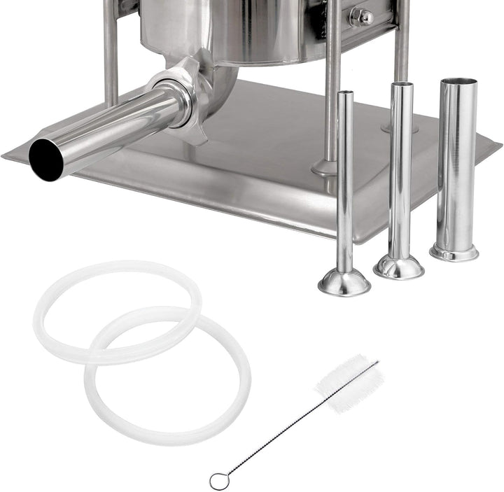 Zelsius Profi Wurstfüllmaschine aus Edelstahl (10 Liter, Silber) + vier verschiedene Füllrohre, Wurs
