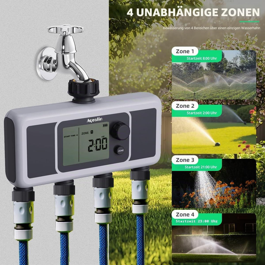 4-Auslass-Wasser-Timer, automatischer Bewässerungsschlauch-Sprinkler-Timer, 4-Zonen-programmierbare