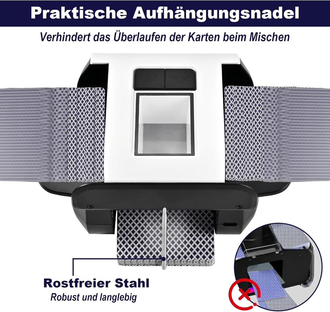 Automatischer Kartenmischer Elektrische für 2 Decks, Aufladbarer Karten Mischgerät mit 2000mAh Akku