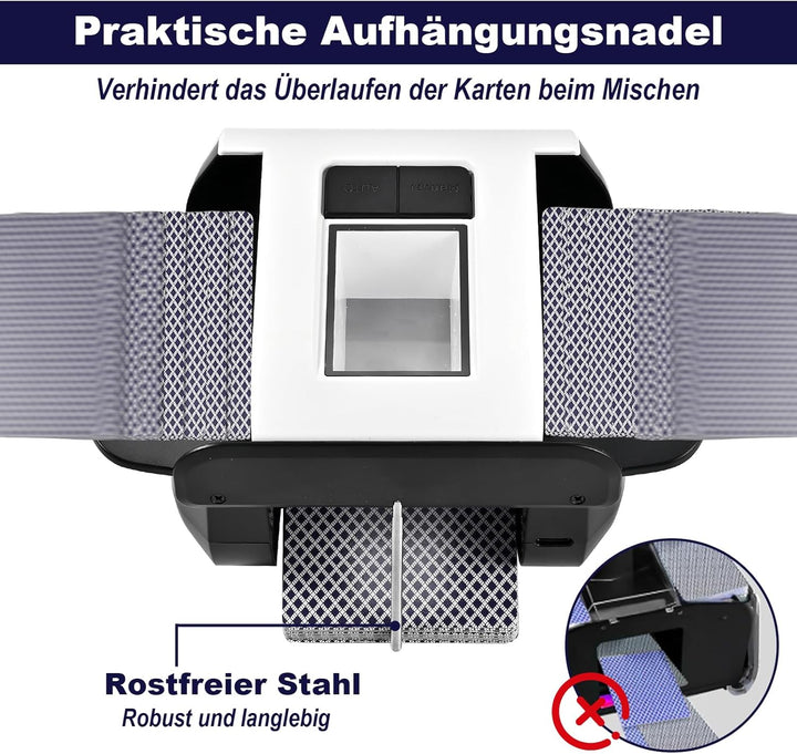 Automatischer Kartenmischer Elektrische für 2 Decks, Aufladbarer Karten Mischgerät mit 2000mAh Akku