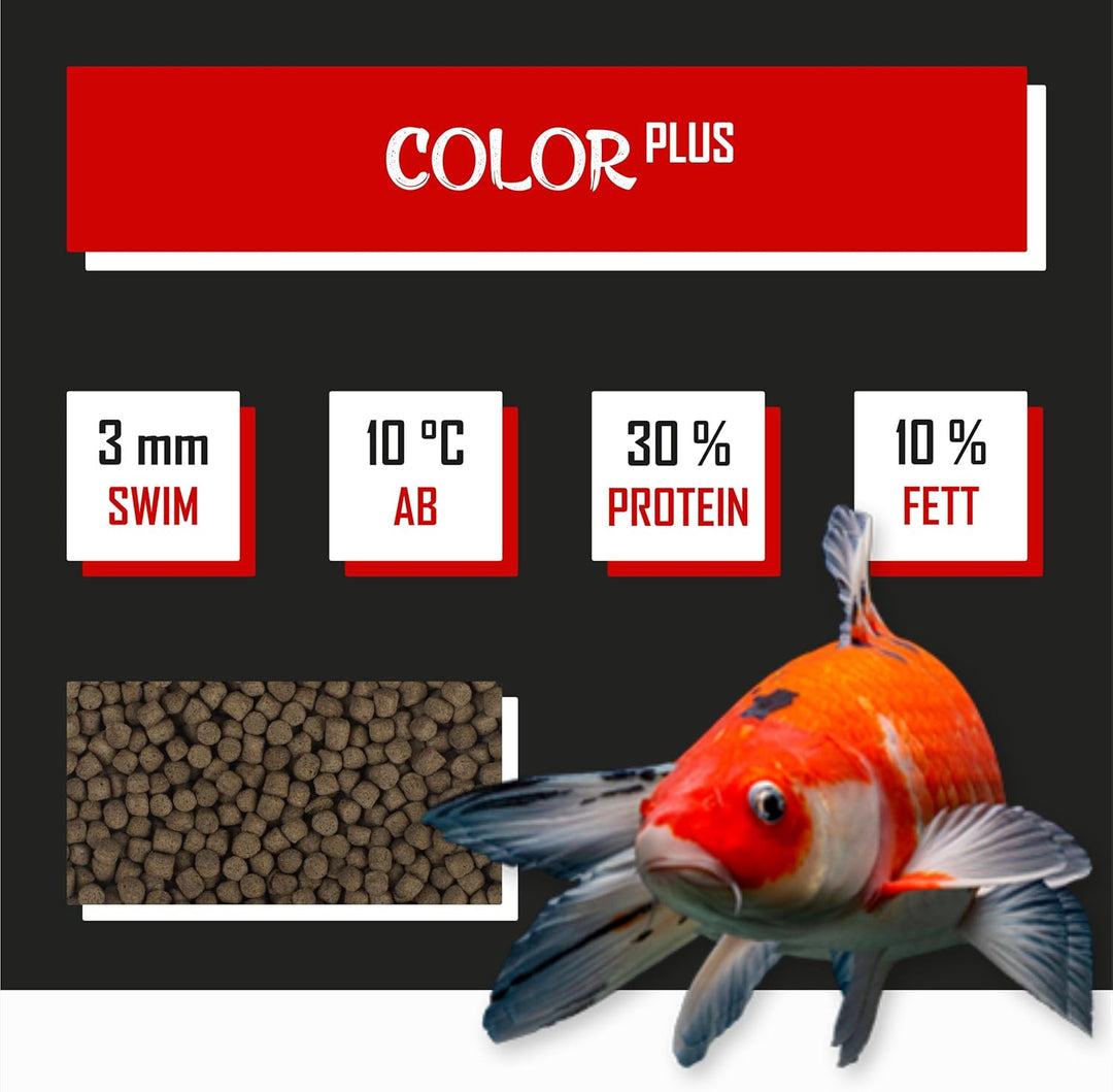 Tanoshi Koifutter - Color Plus 15 kg 3mm | Schwimmendes Allein-Koifutter für Intensive Farbentwicklu