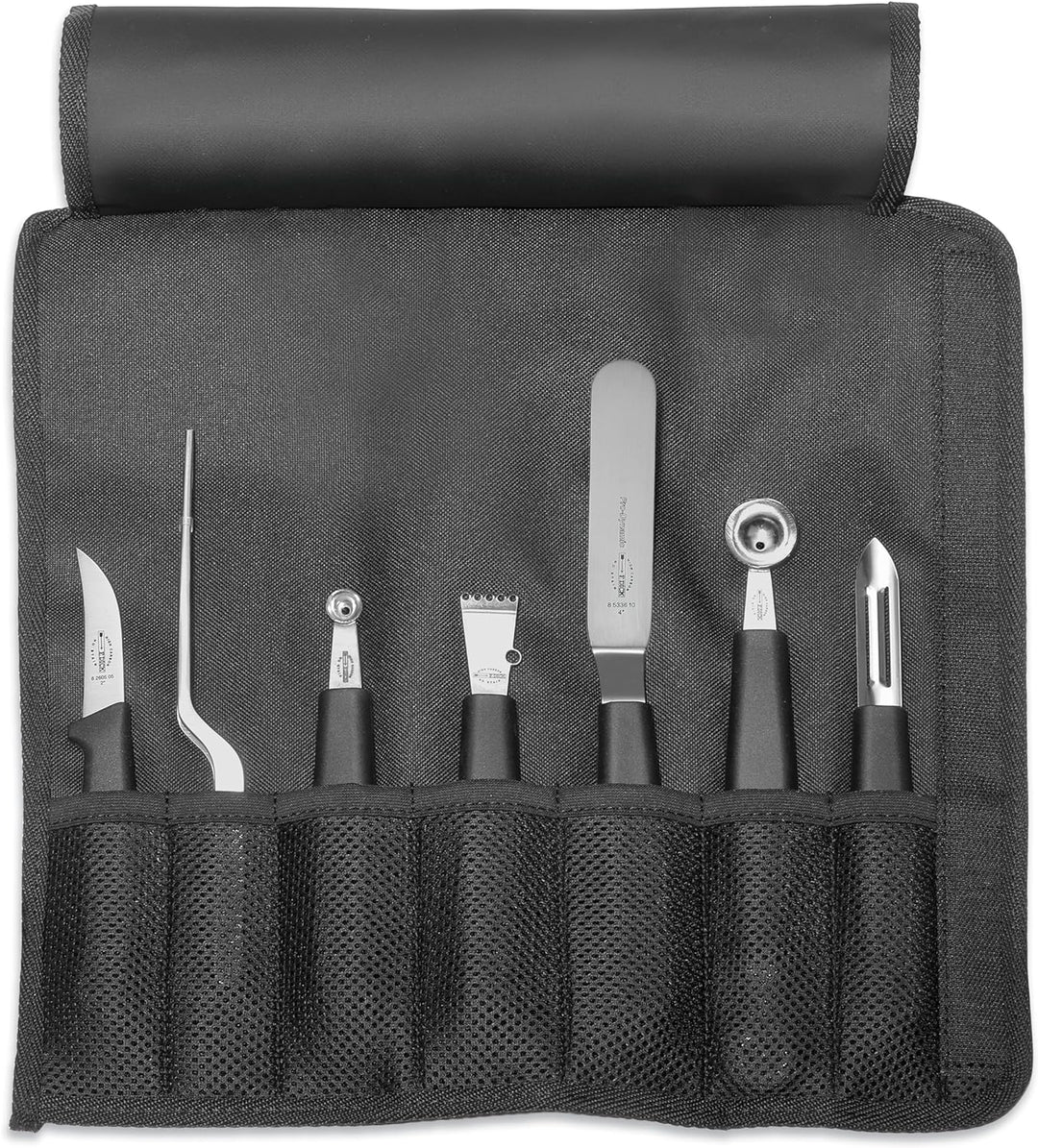 F. DICK Garnierset in Rolltasche 7-teilig (komplettes Set, SparschŠler, Winkelpalette, 2 Fruchtausst