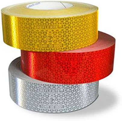 UvV Orafol 1 x Filzrakel + 3 x 1 Meter Reflexite Konturmarkierungsfolie silber-weiss, gelb und rot
