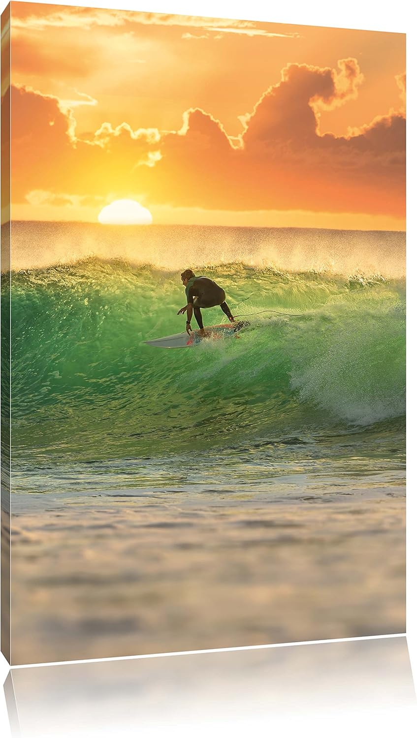Pixxprint Surfen im Sonnenuntergang als Leinwandbild/Grösse: 100x70 / Wandbild/Kunstdruck/fertig bes
