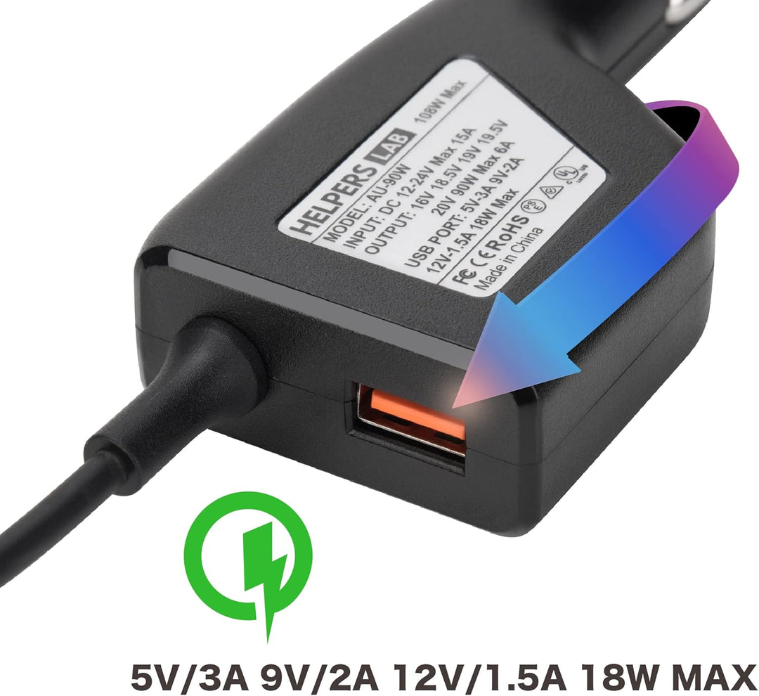 108W mit USB QC3.0 Mini Universal Netzteil DC KFZ Ladegerät Stromversorgung 12V - 24V mit 16 Stecker