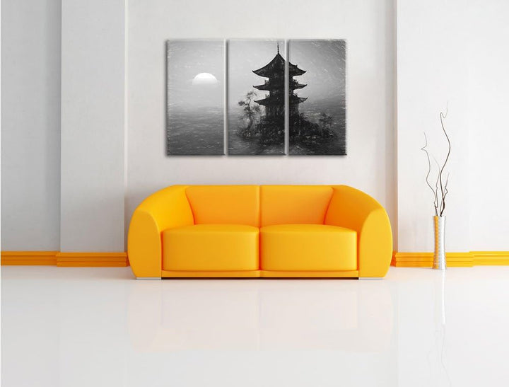 Pixxprint Buddhistischer Tempel in Asien als Leinwandbild/Grösse: 3 Teilig (120x80 cm) cm/Wandbild/K