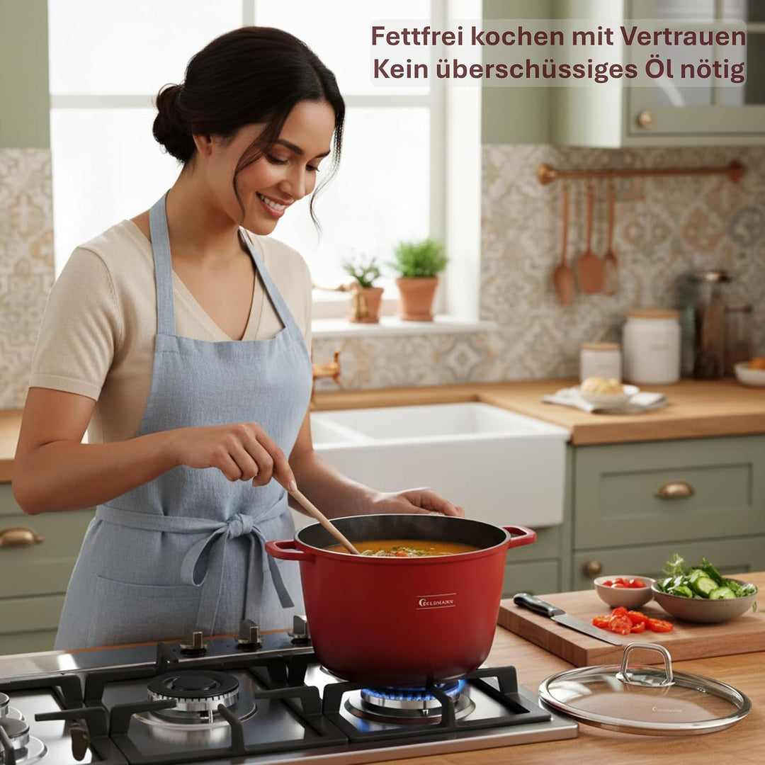 GOLDMANN 16cm Aluguss Kochtopf 1.9L | Suppentopf Schmortopf induktionsgeeignet mit Keramik Antihaftb